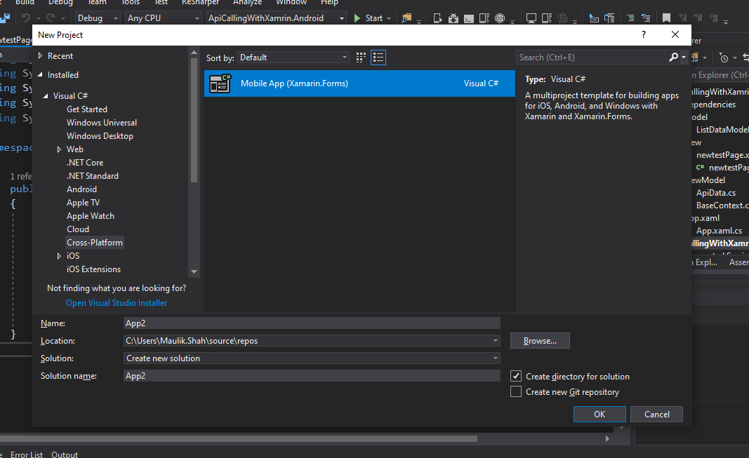 Create a new Xamarin Project